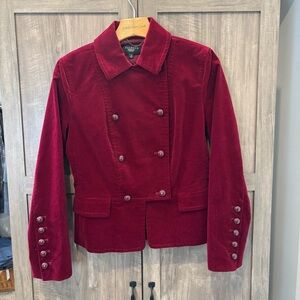Talbots 4P Burgundy Velvet Blazer Military Jacket